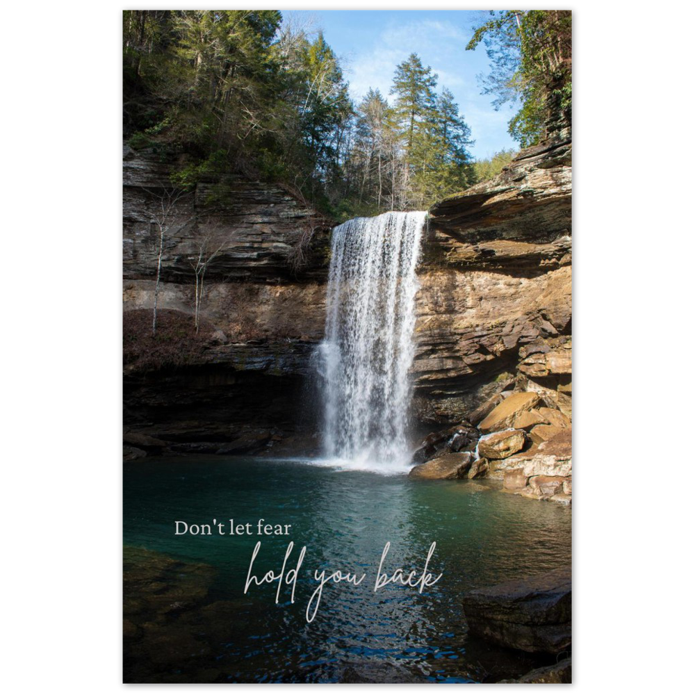Greeter Falls with quote 