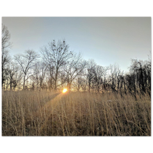 Load image into Gallery viewer, Winter sunrise over a field outside Ensor Sink Natural Area in Cookeville, Tennessee.
