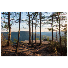Load image into Gallery viewer, Mountain views through trees at Welch Point in Sparta, Tennessee during golden hour
