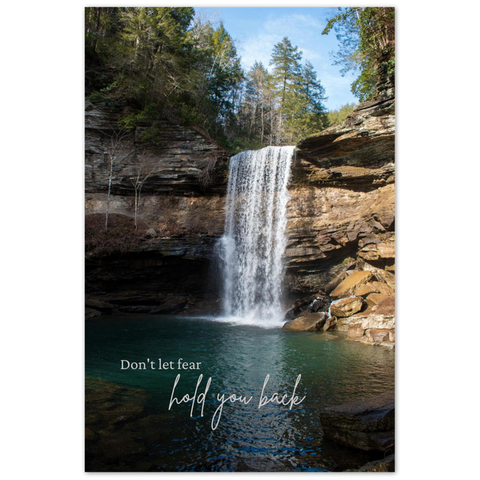 Greeter Falls with quote 