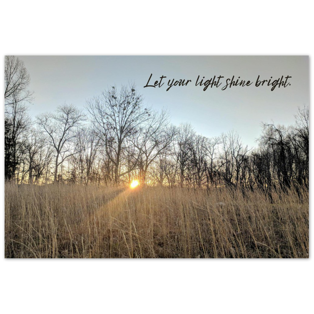a Winter sunrise over a field outside Ensor Sink Natural Area in Cookeville, Tennessee with quote 